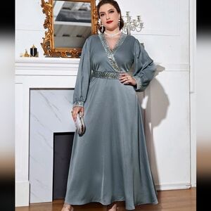 Satin Dusty Blue Dress